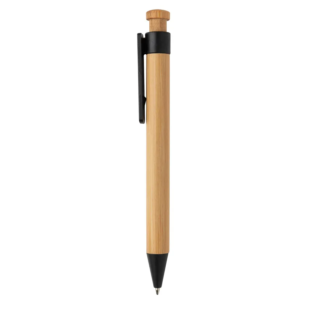Kemijska olovka od bambusa sa klipsom od pšenične slame P610.54 black-2