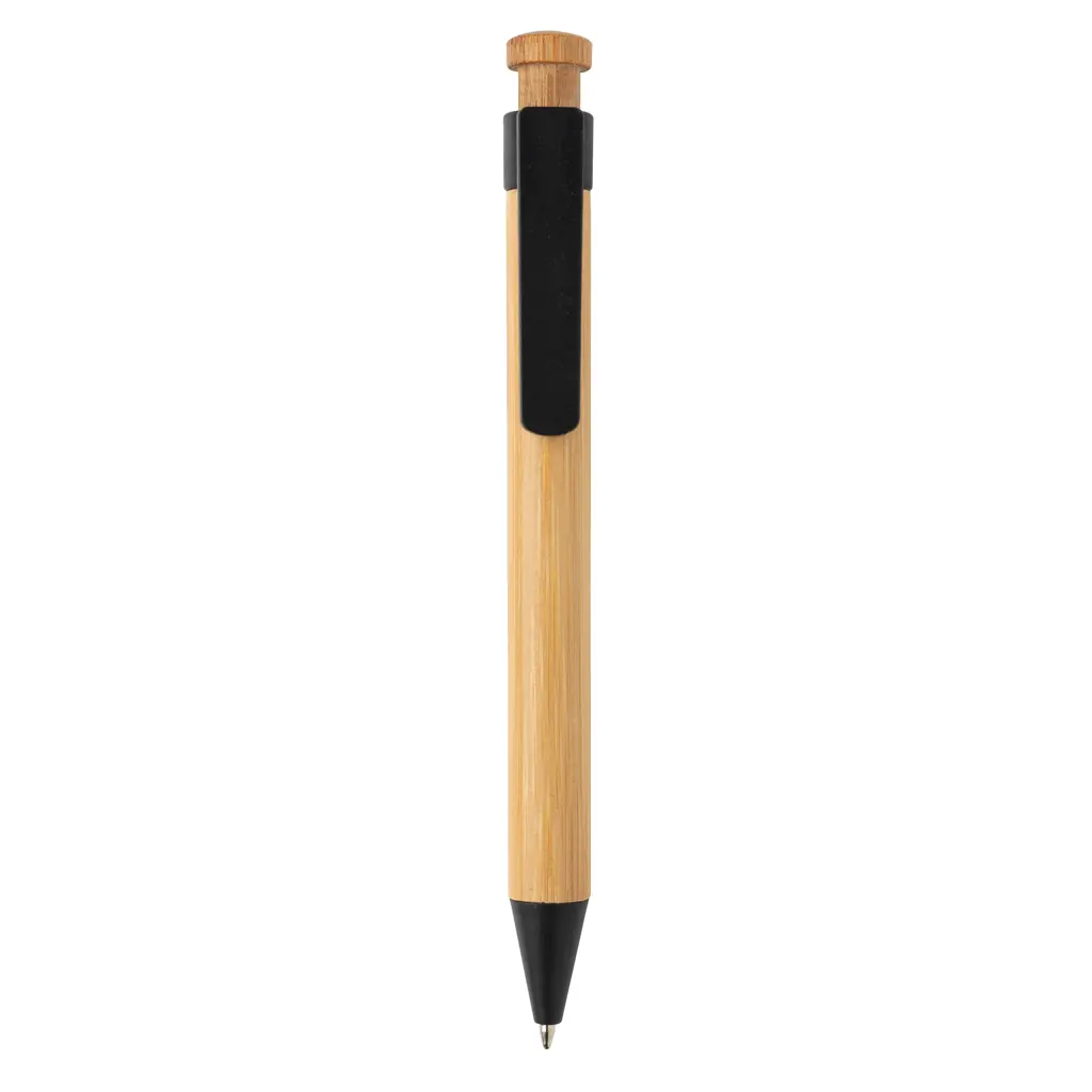 Kemijska olovka od bambusa sa klipsom od pšenične slame P610.54 black-4