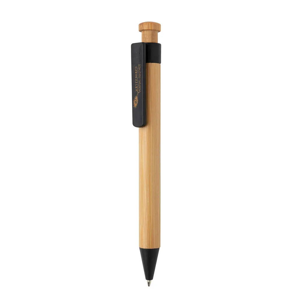 Kemijska olovka od bambusa sa klipsom od pšenične slame P610.54 black-3