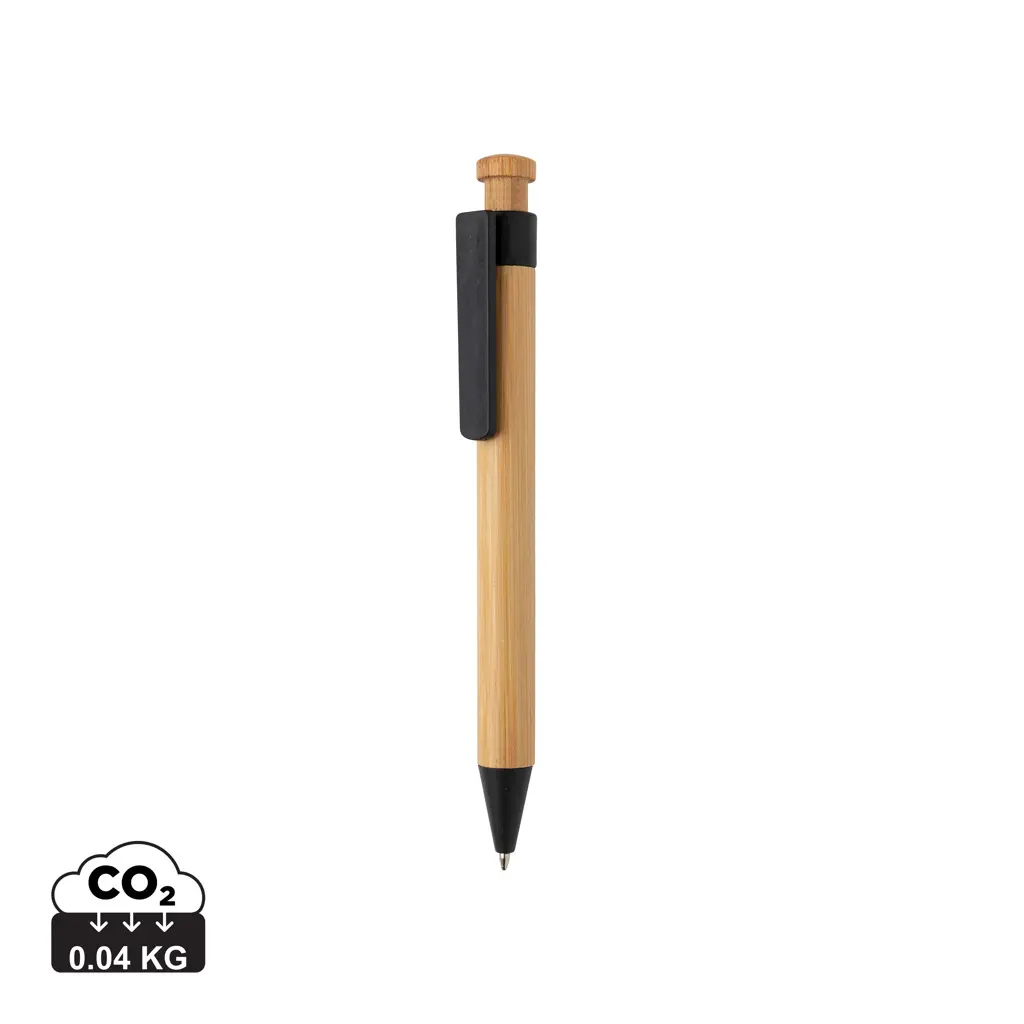 Kemijska olovka od bambusa sa klipsom od pšenične slame P610.54 black-0