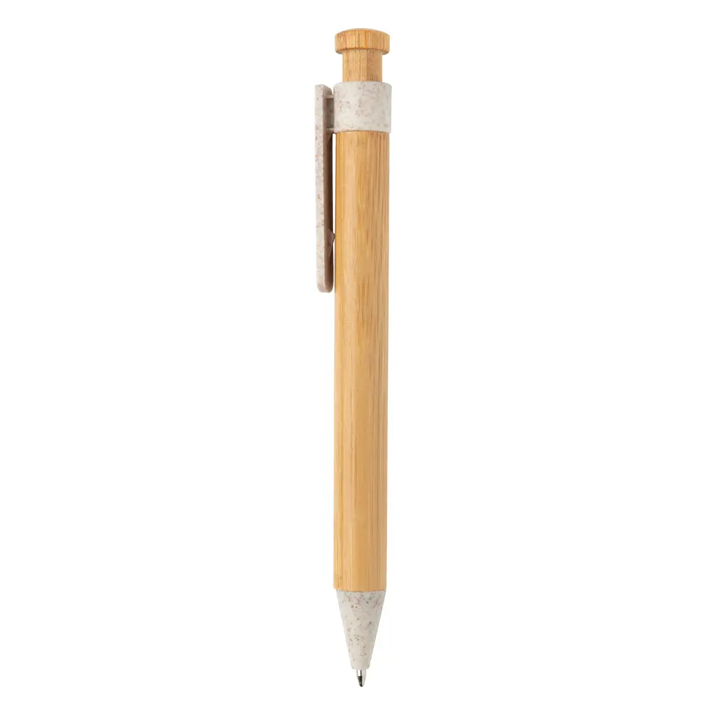 Kemijska olovka od bambusa sa klipsom od pšenične slame P610.54 white-4