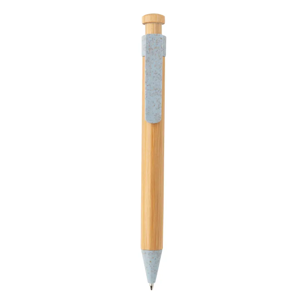 Kemijska olovka od bambusa sa klipsom od pšenične slame P610.54 blue-4