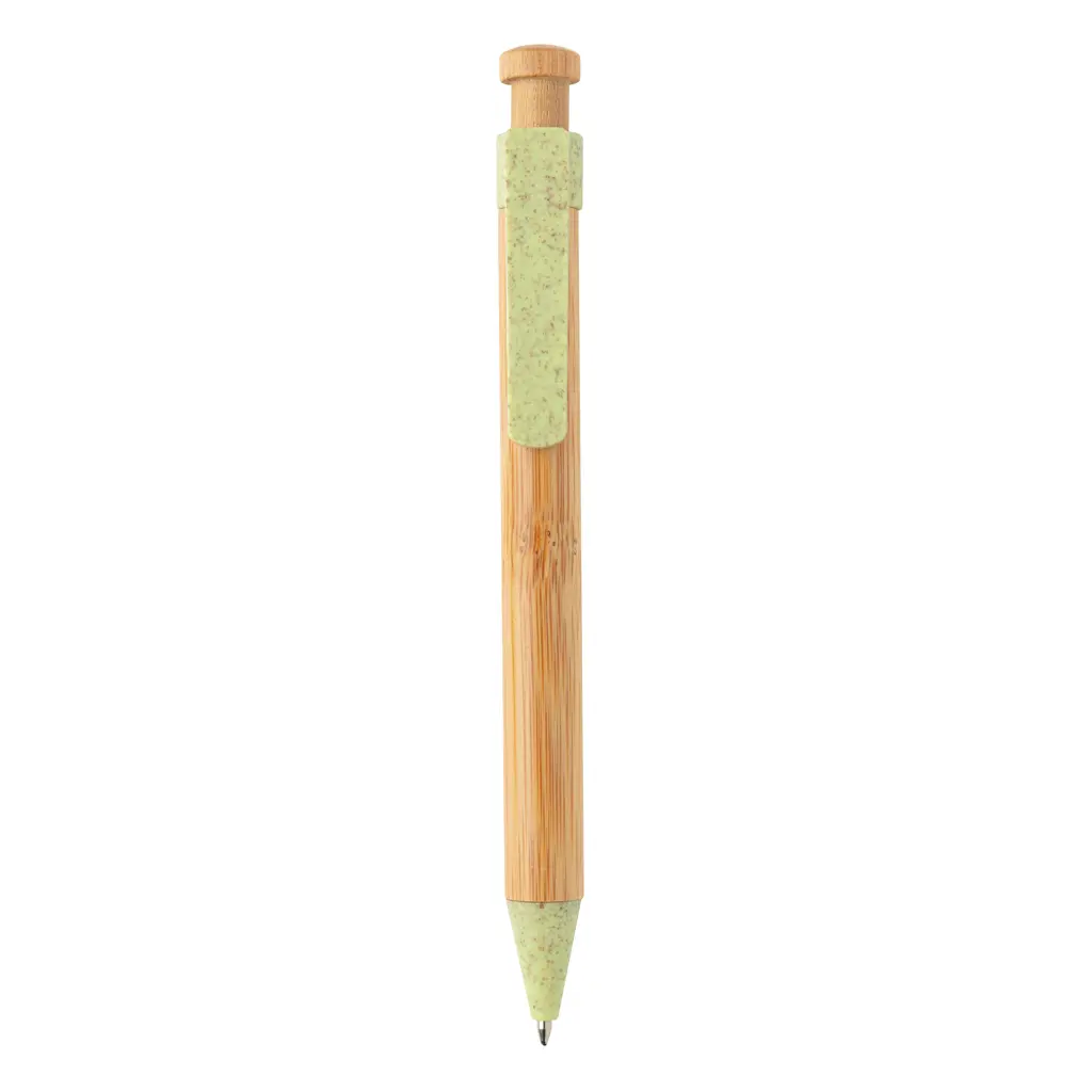 Kemijska olovka od bambusa sa klipsom od pšenične slame P610.54 green-4