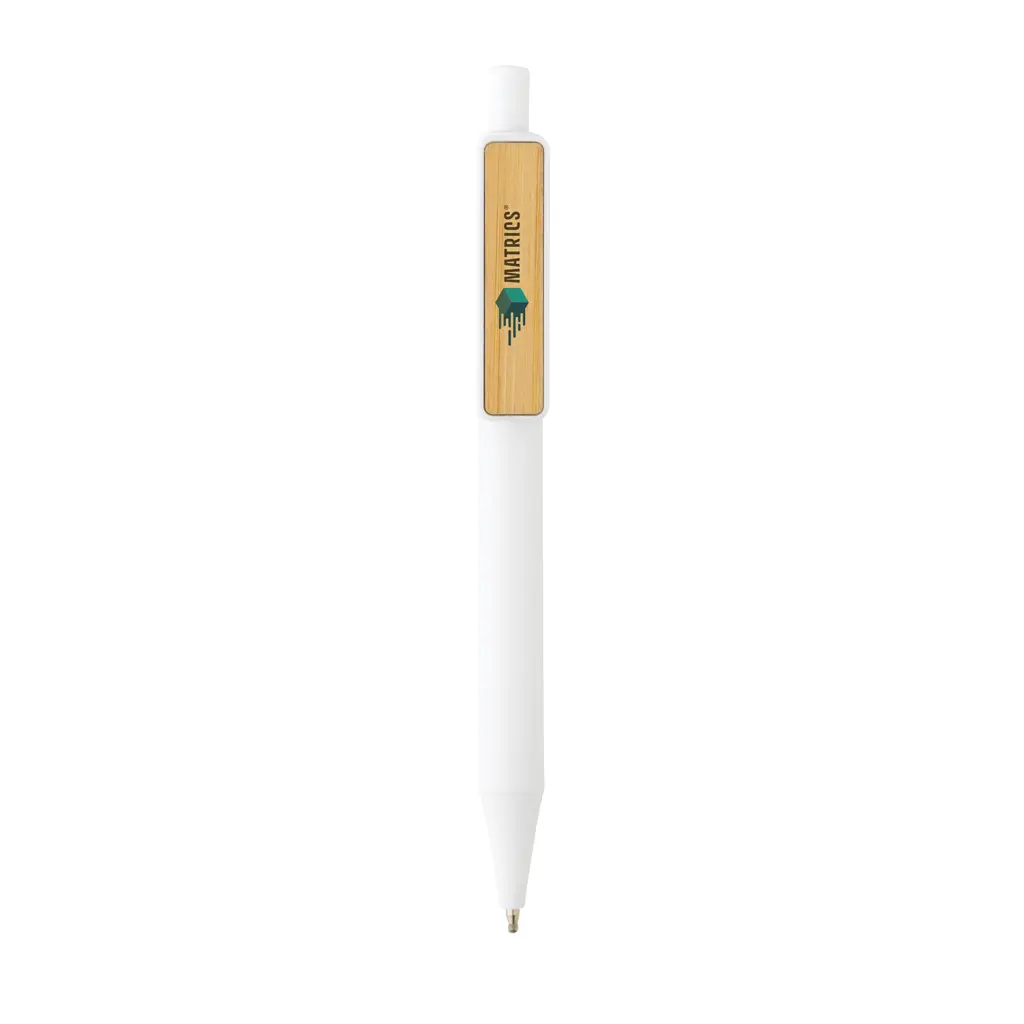 Kemijska olovka s klipsom od bambusa GRS RABS P611.08 white-3