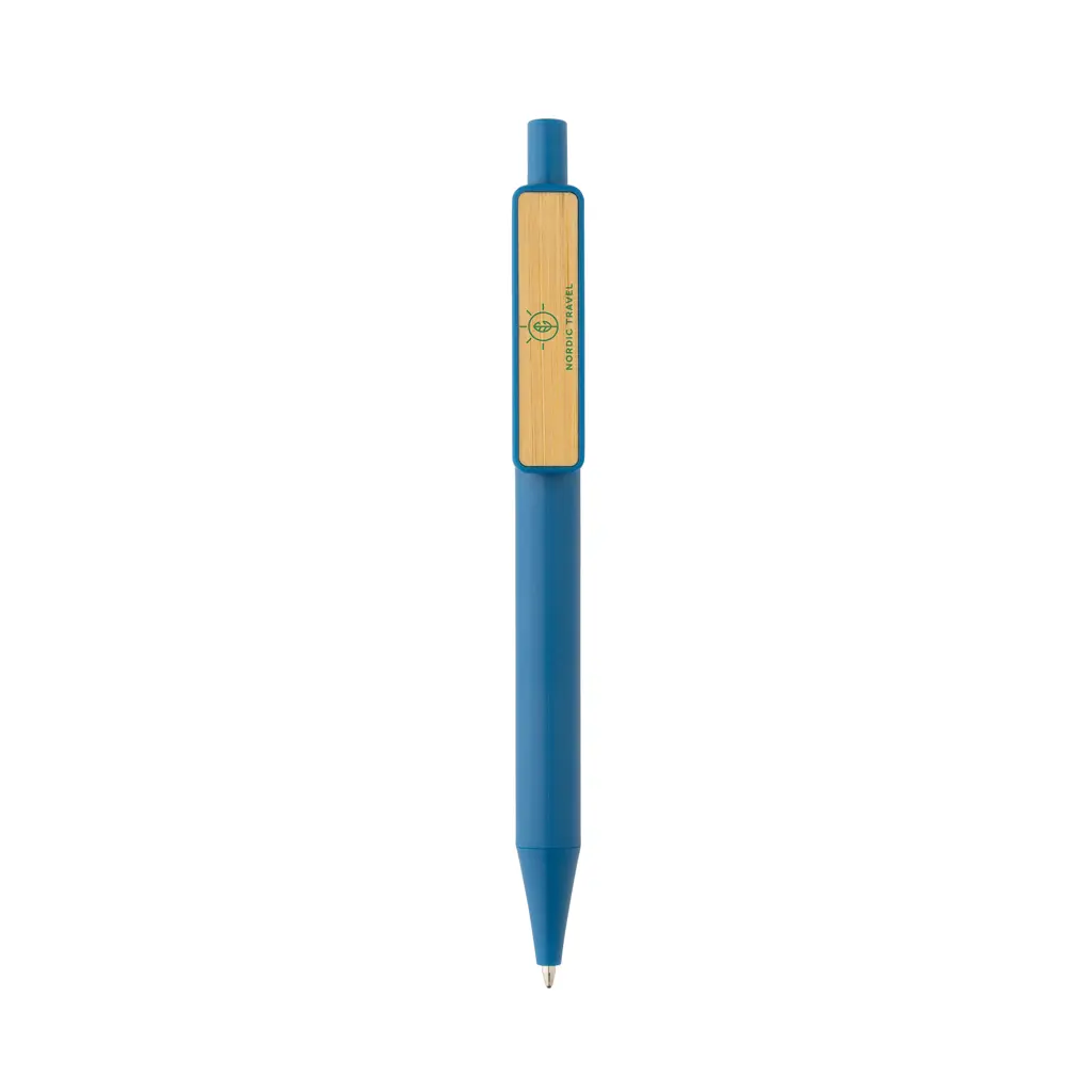 Kemijska olovka s klipsom od bambusa GRS RABS P611.08 blue-3
