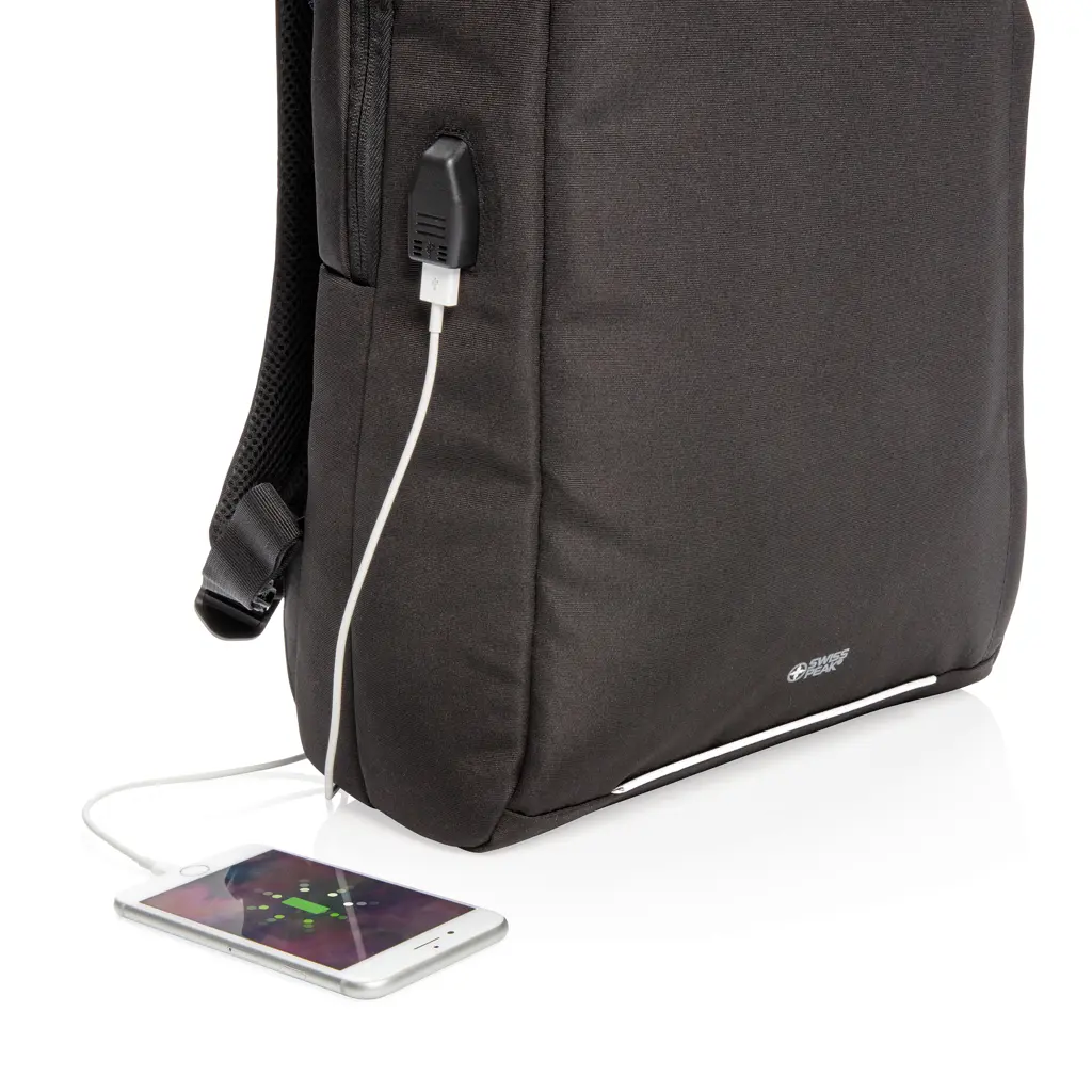 Ruksak za laptop RFID i USB Swiss Peak AWARE™ P763.16 black-9