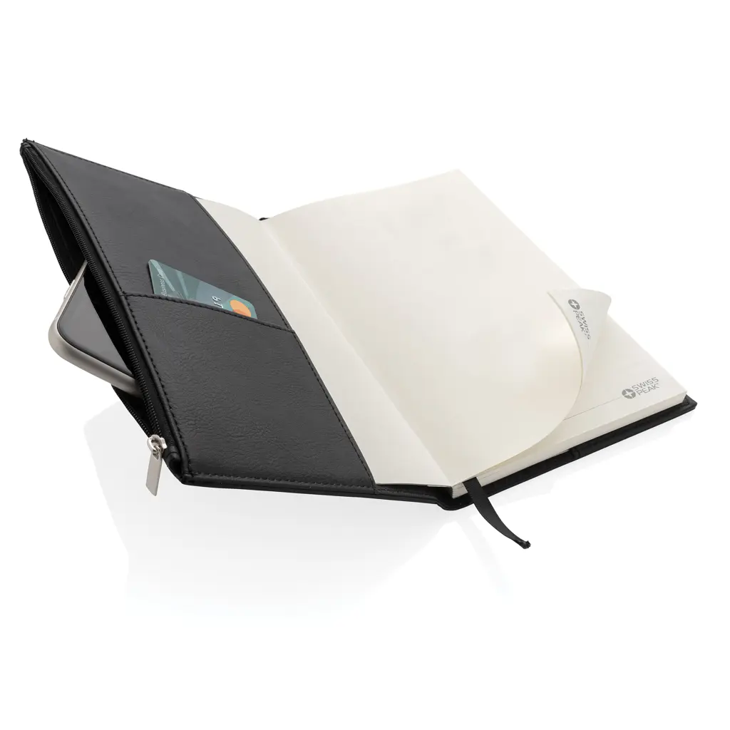 Rokovnik A5 PU s džepom na patentni zatvarač Swiss Peak P774.14 black-6