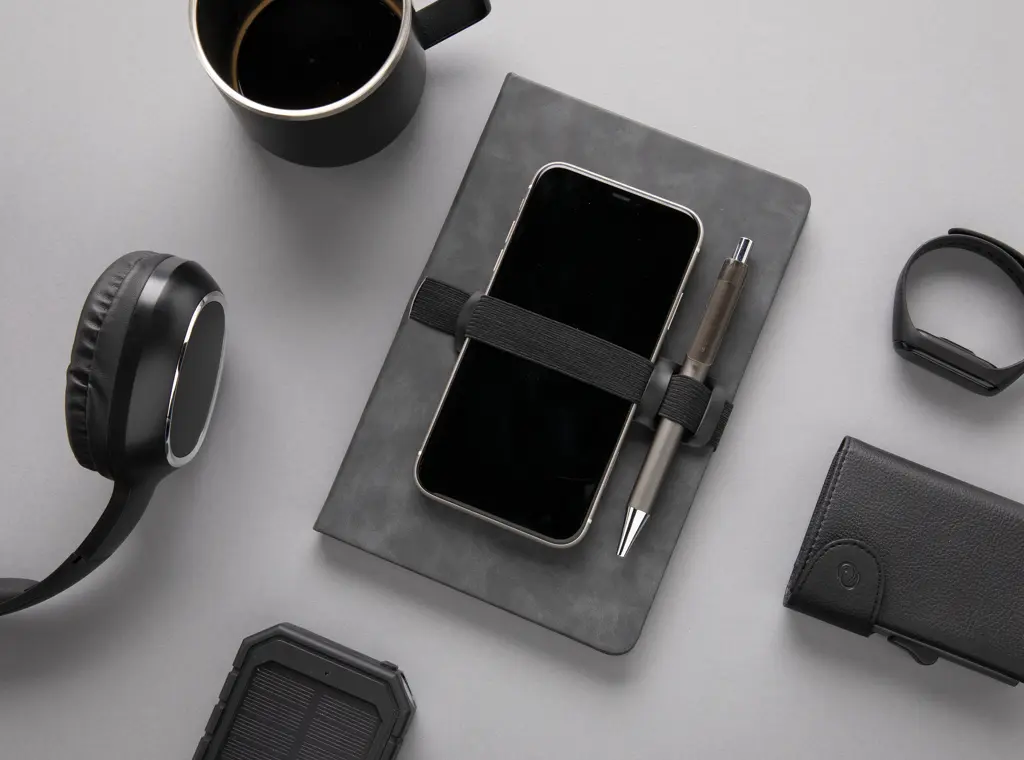 Rokovnik A5 s držačem za mobitel i olovkom tvrdi uvez PU Deluxe P774.23 grey-9