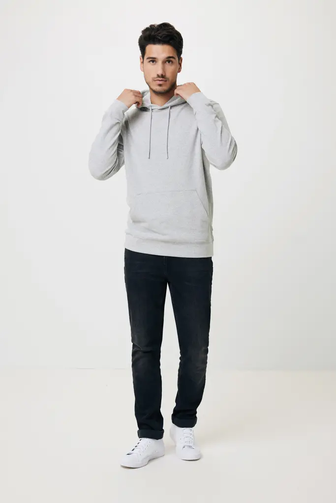 Iqoniq Torres majica s kapuljačom od recikliranog pamuka, neobojena T9401 heather grey 4XL-42