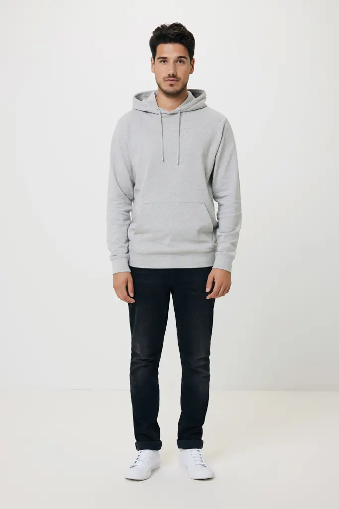 Iqoniq Torres majica s kapuljačom od recikliranog pamuka, neobojena T9401 heather grey 4XL-48