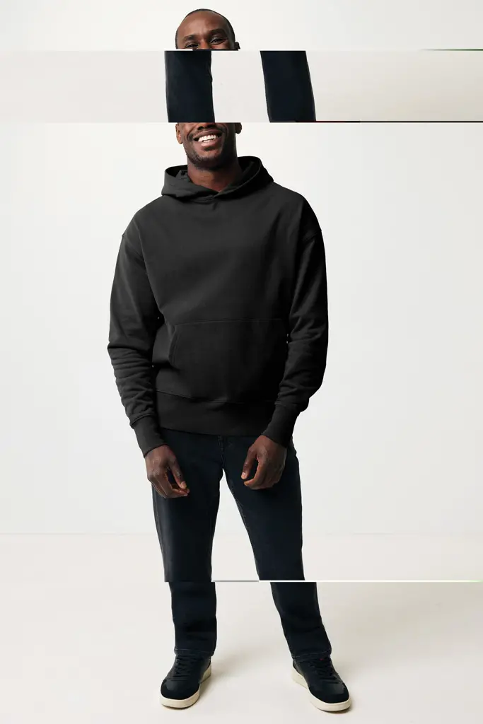 Iqoniq Yoho opuštena majica s kapuljačom od recikliranog pamuka T9402 black L-10
