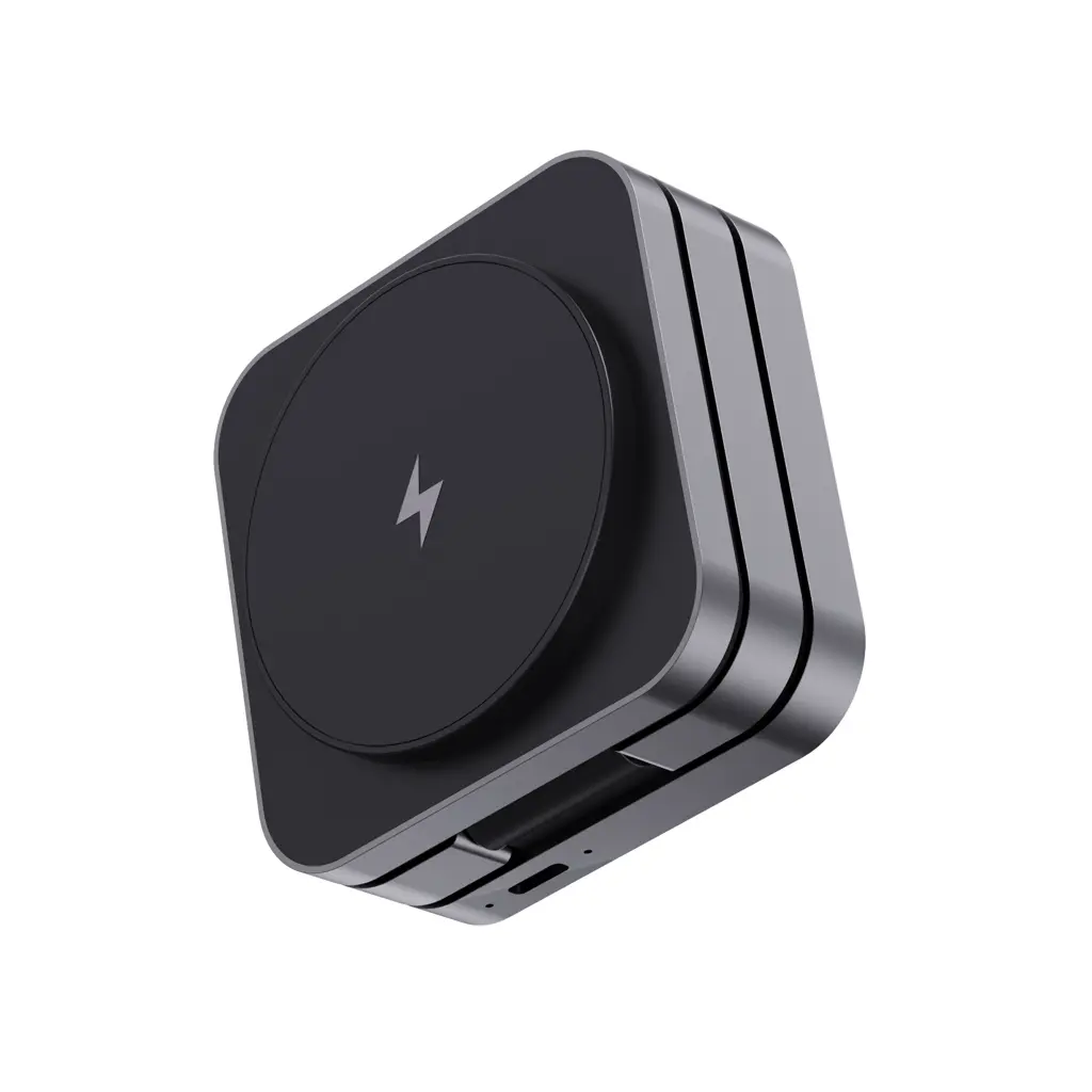 Sklopivi punjač 3u1 od recikliranog aluminija od 15 W P308.64 grey-39