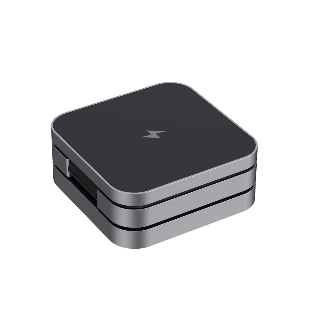 Sklopivi punjač 3u1 od recikliranog aluminija od 15 W P308.64 grey-11