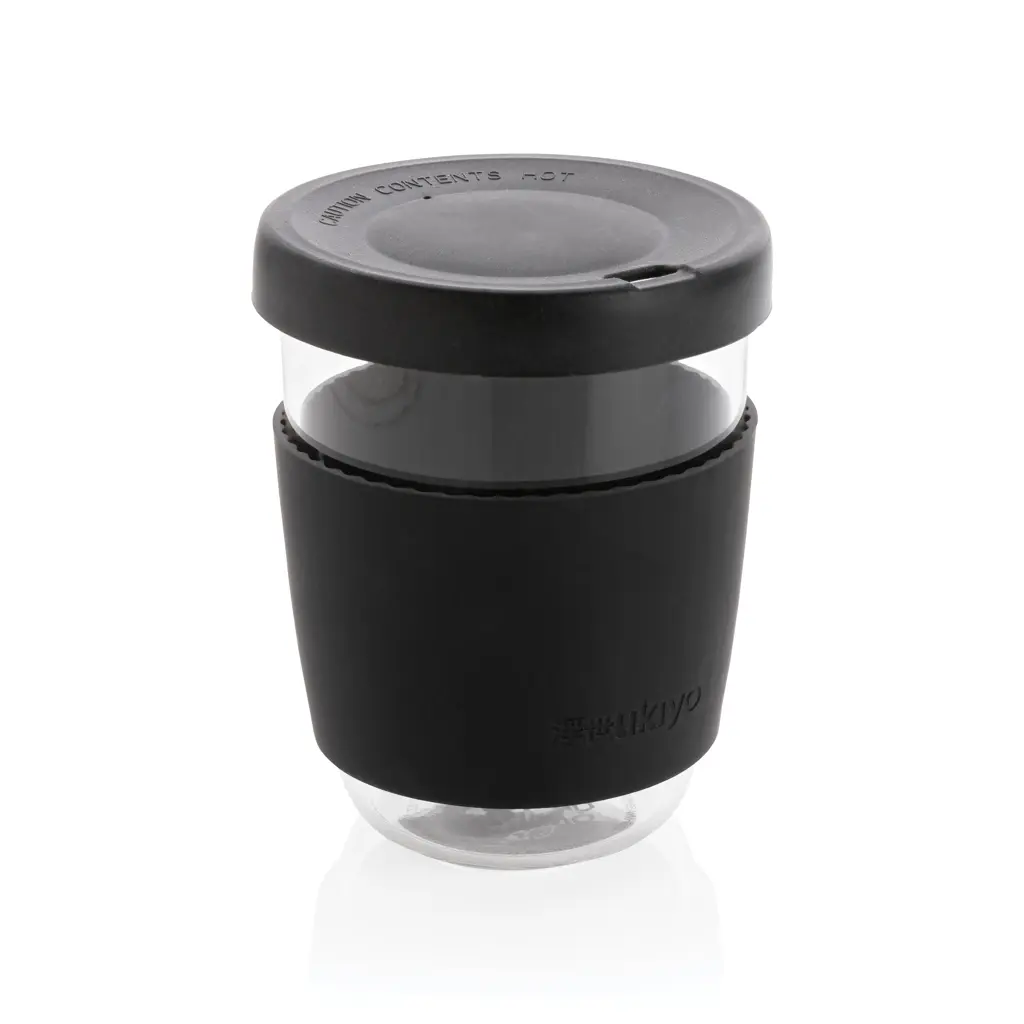 Čaša sa silikonskim poklopcem i navlakom, 360 ml Ukiyo P432.70 black-1