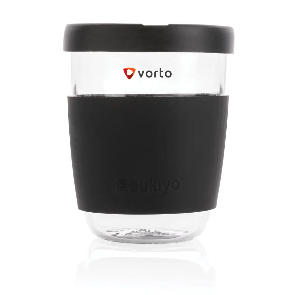 Čaša sa silikonskim poklopcem i navlakom, 360 ml Ukiyo P432.70 black-3