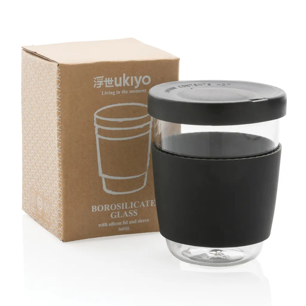 Čaša sa silikonskim poklopcem i navlakom, 360 ml Ukiyo P432.70 black-8