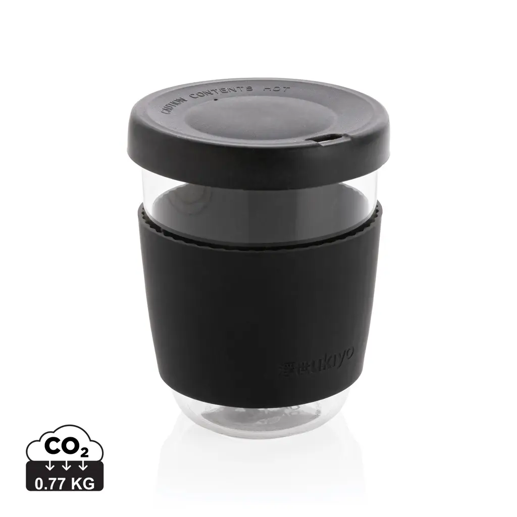 Čaša sa silikonskim poklopcem i navlakom, 360 ml Ukiyo P432.70 black-0