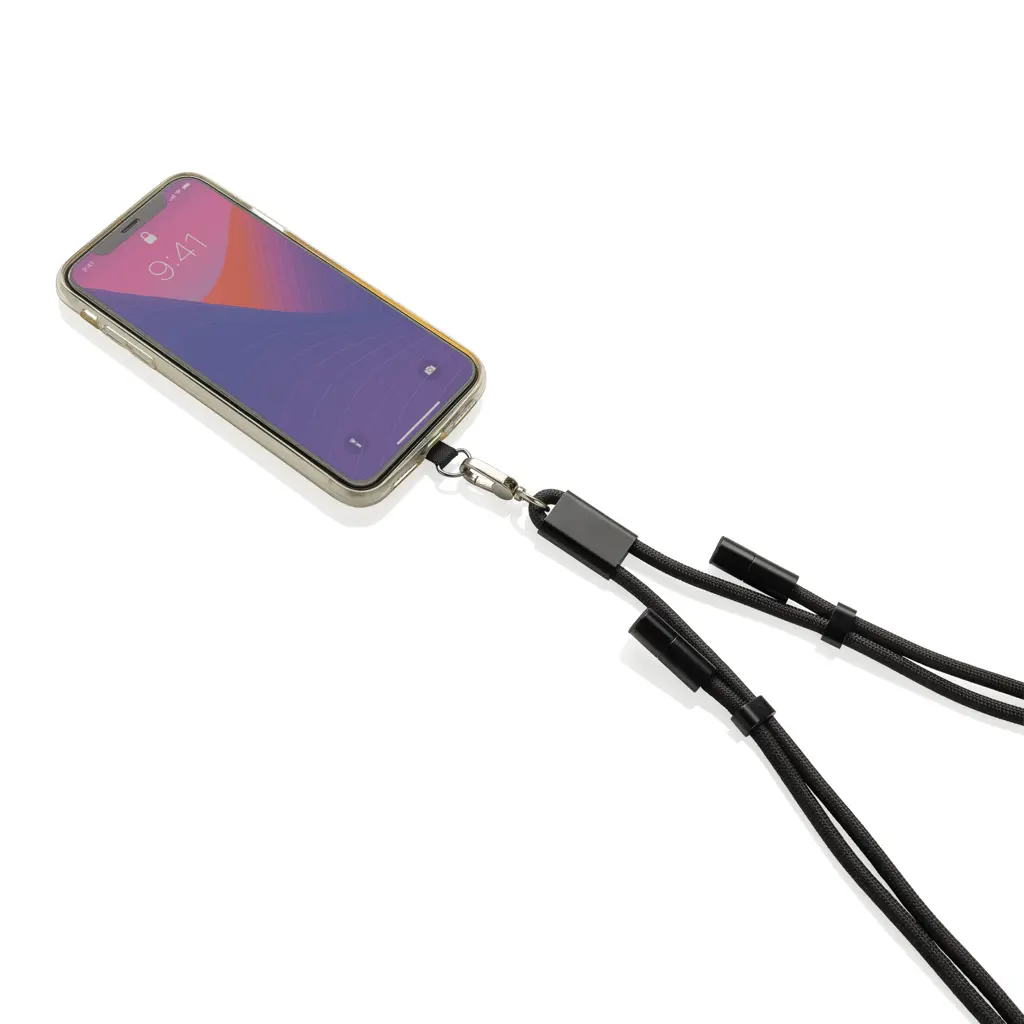 LoopAmp podesiva vezica za mobitel 160 cm s kablom 60W  P302.53 black-7