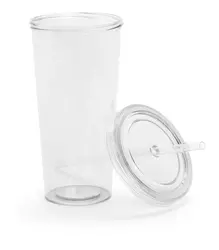 Čaša s poklopcem i slamkom Combler AP741814 transparent ø100×175 mm-1
