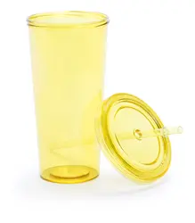 Čaša s poklopcem i slamkom Combler AP741814 yellow ø100×175 mm-1