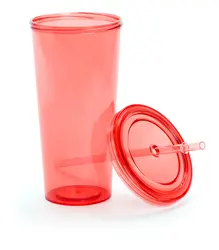 Čaša s poklopcem i slamkom Combler AP741814 red ø100×175 mm-1