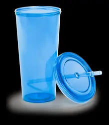 Čaša s poklopcem i slamkom Combler AP741814 blue ø100×175 mm-1
