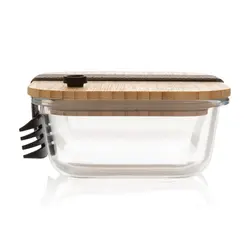 Staklena kutija za ručak s poklopcem od bambusa P269.56 transparent-5