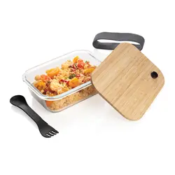 Staklena kutija za ručak s poklopcem od bambusa P269.56 transparent-6