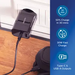 Zidni punjač Philips ultrabrzi PD P301.08 black-6