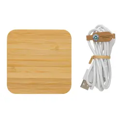 Bežični punjač od bambusa 10 W s USB-om P308.37 brown-4
