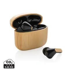TWS slušalice od RCS reciklirane plastike i bambusa P329.93 brown-0