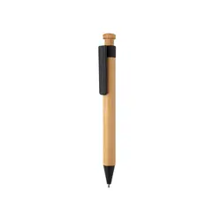 Kemijska olovka od bambusa sa klipsom od pšenične slame P610.54 black-1