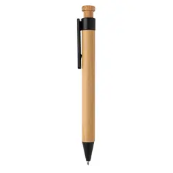 Kemijska olovka od bambusa sa klipsom od pšenične slame P610.54 black-2