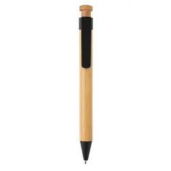 Kemijska olovka od bambusa sa klipsom od pšenične slame P610.54 black-4