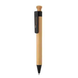 Kemijska olovka od bambusa sa klipsom od pšenične slame P610.54 black-3