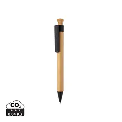 Kemijska olovka od bambusa sa klipsom od pšenične slame P610.54 black-0