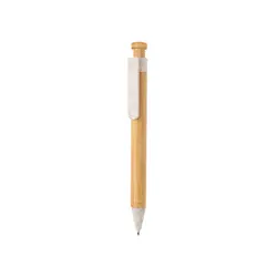 Kemijska olovka od bambusa sa klipsom od pšenične slame P610.54 white-1