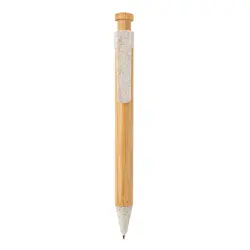 Kemijska olovka od bambusa sa klipsom od pšenične slame P610.54 white-2