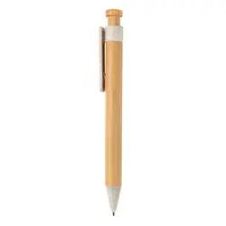 Kemijska olovka od bambusa sa klipsom od pšenične slame P610.54 white-4