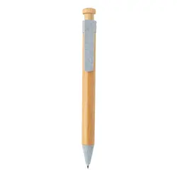Kemijska olovka od bambusa sa klipsom od pšenične slame P610.54 blue-4