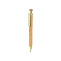 Kemijska olovka od bambusa sa klipsom od pšenične slame P610.54 green-1
