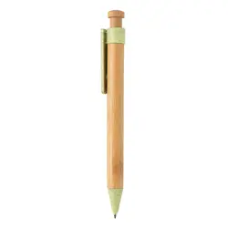 Kemijska olovka od bambusa sa klipsom od pšenične slame P610.54 green-2