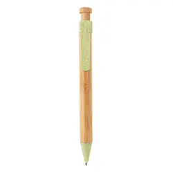 Kemijska olovka od bambusa sa klipsom od pšenične slame P610.54 green-4