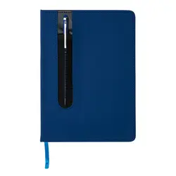 Rokovnik PU A5 s tvrdim koricama i kemijskom olovkom P773.31 navy-4