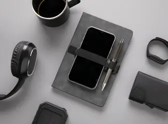 Rokovnik A5 s držačem za mobitel i olovkom tvrdi uvez PU Deluxe P774.23 grey-9