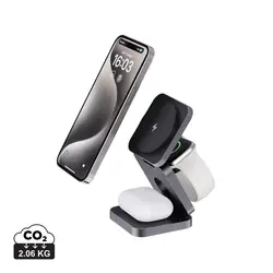 Sklopivi punjač 3u1 od recikliranog aluminija od 15 W P308.64 grey-1