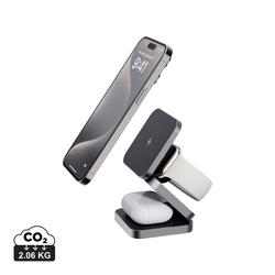 Sklopivi punjač 3u1 od recikliranog aluminija od 15 W P308.64